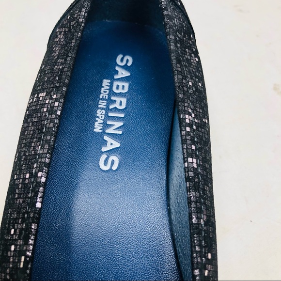 Sabrinas Metallic Black & Silver Wedge Ballet Flats - Picture 7 of 11
